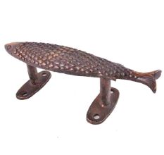 Inlay Carved Fish Shaped Brass Door Handle