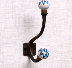 Turquoise Black Floral Iron Hooks-EHG-75