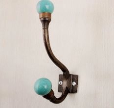 Turquoise Floral Iron Hook-EHG-86