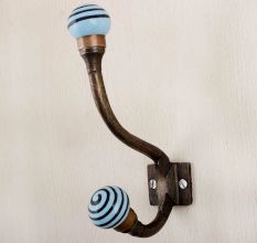 Turquoise Black Strip Iron Hooks-EHG-78