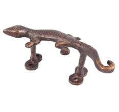 Set of 2 Lizard Figure Black Pair Bronze Door Handle