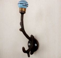 Turquoise Black Strip Tree Hooks-EHG-78