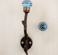 Turquoise Black Strip Tree Hooks-EHG-78