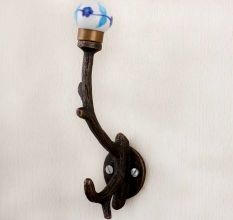 Turquoise Blue Leaf Tree Hook-EHG-77