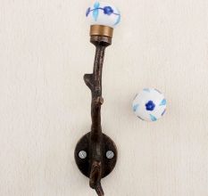 Turquoise Blue Leaf Tree Hook-EHG-77