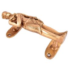 Door Handle Tribal Man Figurine In Golden Finish