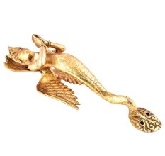 Golden Brass Praying Nagini Goddess Door Handle