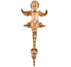 Angel Boy  Figurine  Door Handler In Gold Brass