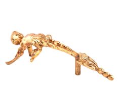 Angel Boy  Figurine  Door Handler In Gold Brass
