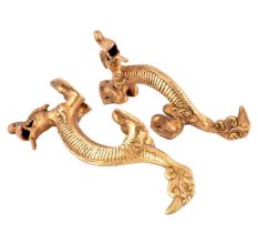 Handcrafted Golden Dragon Door Handle In Brass