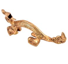 Handcrafted Golden Dragon Door Handle In Brass