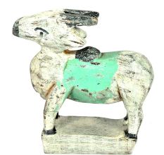 Wooden Standing Cow with Green Band on the Back