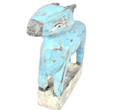 Blue Coloured Hand Made Wooden Cow