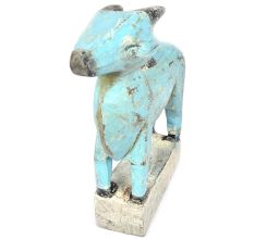 Small Rustic Blue Wooden Cow Hand Made