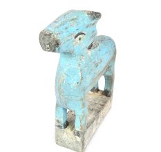 Bucolic Small Blue Painted Wooden Cow