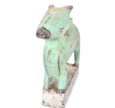 Sea Green Roughly Painted Wooden Cow