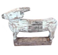 Hand Painted Wooden Cow with Rustic Features