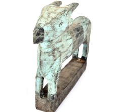 Hand Painted Wooden Cow with Rustic Features