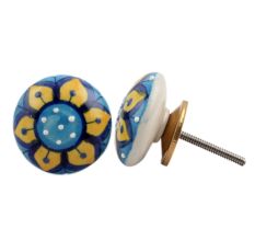 Blue Yellow Sun Flower Knob