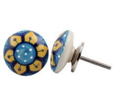 Blue Yellow Sun Flower Knob
