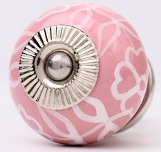 Pink Etched Flower Knob