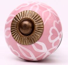 Pink Etched Flower Knob