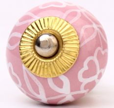 Pink Etched Flower Knob