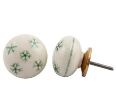 White Green Snow Flakes Knob