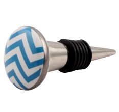 Turquoise Wave Flat Ceramic Wine Stopper