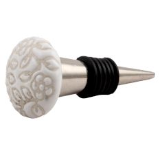 White Etched Ceramic Wine Stopper
