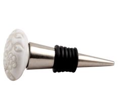 White Etched Ceramic Wine Stopper