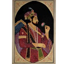 Jodha Akbar Mughal painting with a rose 35 X 24