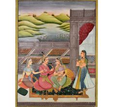 Mughal Harem Indian painting 47.5 X 35.5