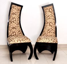 Pair of Designer Bedroom/Living Room Chair-Curved Back