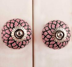 Pink Black Etched Knob