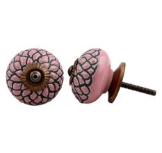 Pink Black Etched Knob