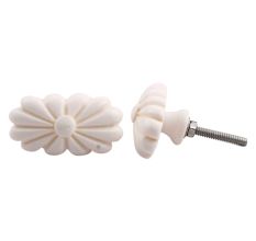 White Flower Cabinet Knob