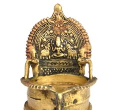 Ornate Gaja Lakshmi Bronze Oil Lamp