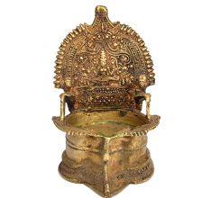 Temple Oil Lamp with Lakshmi