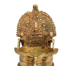 Temple Oil Lamp with Lakshmi