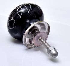 Black Leaf Floral Ceramic Knob