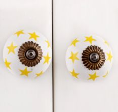 Yellow Star Ceramic Knob