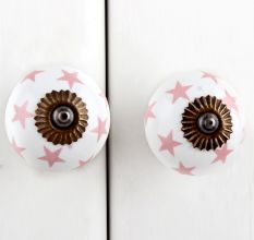 Light Pink Star Ceramic Knob