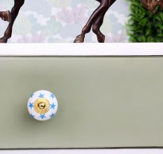 White Blue Star Cabinet Knob