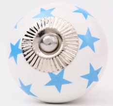 White Blue Star Cabinet Knob