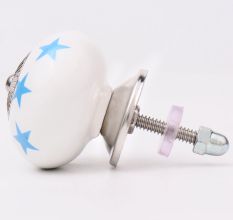 White Blue Star Cabinet Knob
