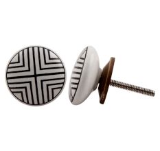 Black And White Striped Ceramic Knob
