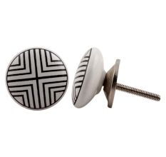 Black And White Striped Ceramic Knob