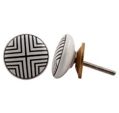 Black And White Striped Ceramic Knob