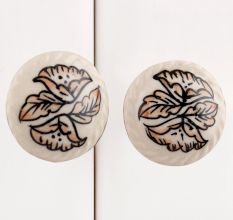 White Leaf Ceramic Knob